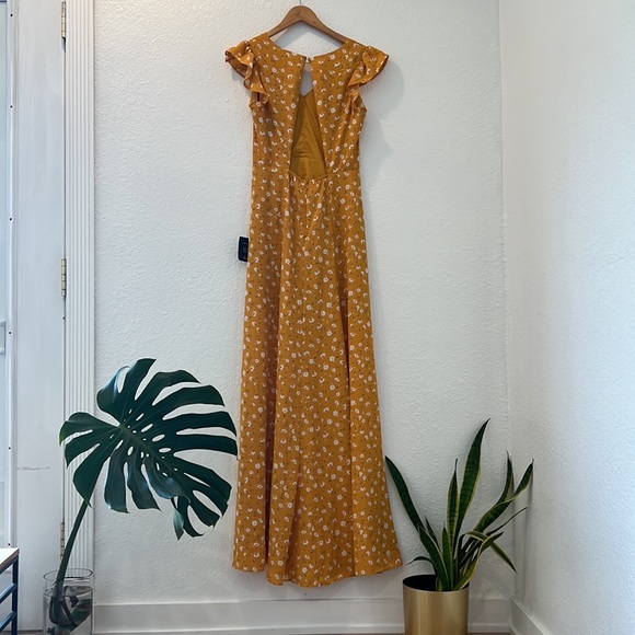 Fresh Picked Mustard Yellow Floral Print Backless Maxi Dress - Picture 4 of 6